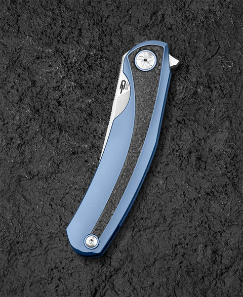 BESTECH SAMBAC BT2402D 3.62" Magnacut Blade Titanium Marble Carbon Fiber Inlay Handle