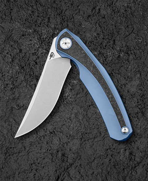 BESTECH SAMBAC BT2402D 3.62" M-cut Blade Titanium Marble Carbon Fiber Inlay Handle