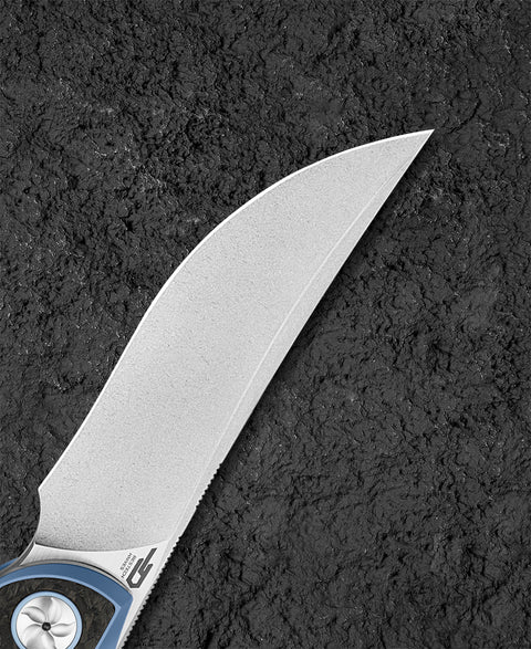 BESTECH SAMBAC BT2402D 3.62" Magnacut Blade Titanium Marble Carbon Fiber Inlay Handle