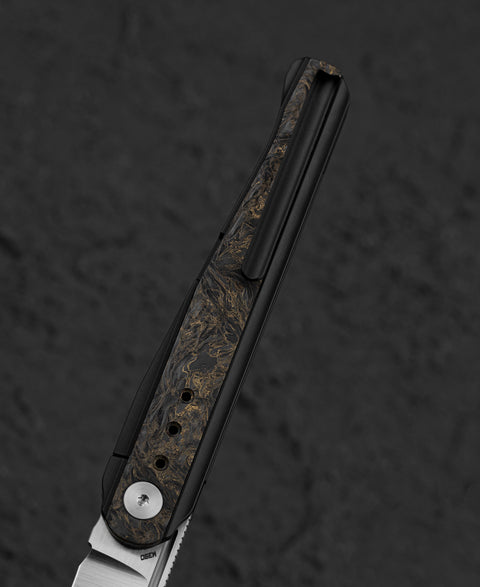 BESTECH SPEAR PHISHER BT2405D 3.48" M390 Blade Titanium+ Fat Carbon Fiber Handle