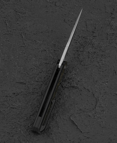 BESTECH SPEAR PHISHER BT2405D 3.48" M390 Blade Titanium+ Fat Carbon Fiber Handle