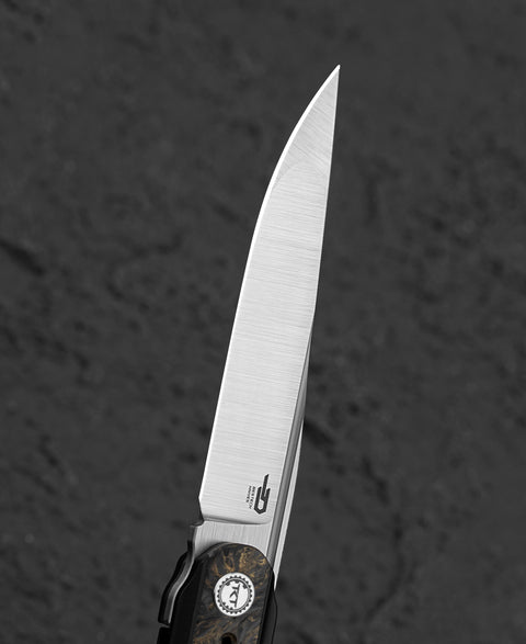 BESTECH SPEAR PHISHER BT2405D 3.48" M390 Blade Titanium+ Fat Carbon Fiber Handle