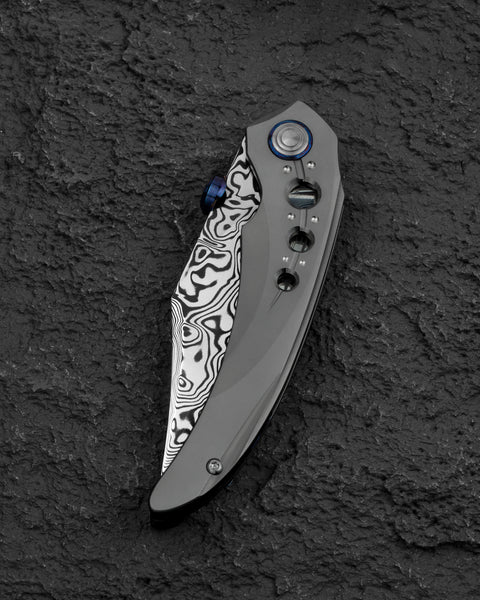 BESTECH RAZON BT2406E 3.87" Damasteel Blade Titanium Handle