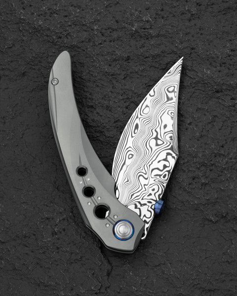 BESTECH RAZON BT2406E 3.87" Damasteel Blade Titanium Handle
