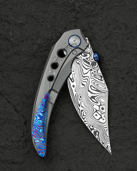 BESTECH RAZON BT2406E 3.87" Damasteel Blade Titanium Handle