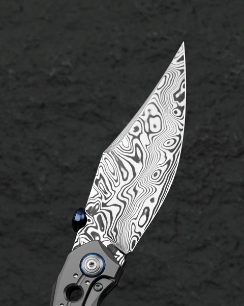 BESTECH RAZON BT2406E 3.87" Damasteel Blade Titanium Handle