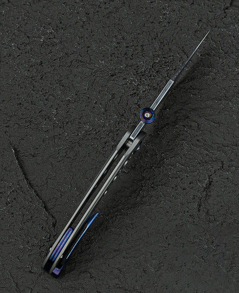 BESTECH RAZON BT2406E 3.87" Damasteel Blade Titanium Handle