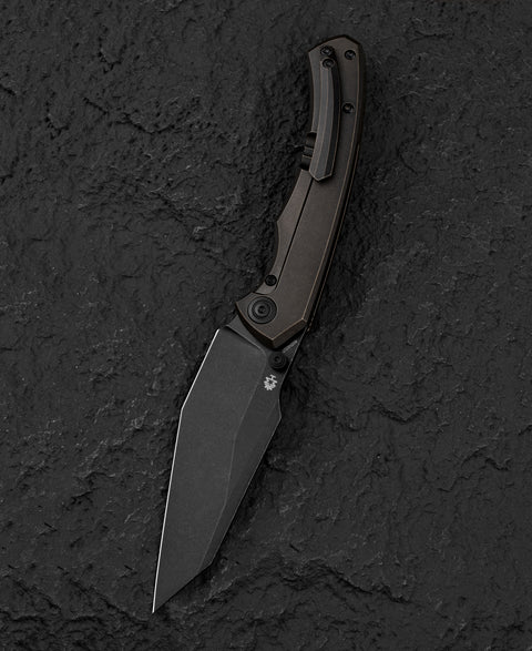 BESTECH CLASTIC BT2407B: 3.62" M-cut Blade Titanium Handle