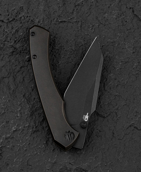 BESTECH CLASTIC BT2407B: 3.62" M-cut Blade Titanium Handle