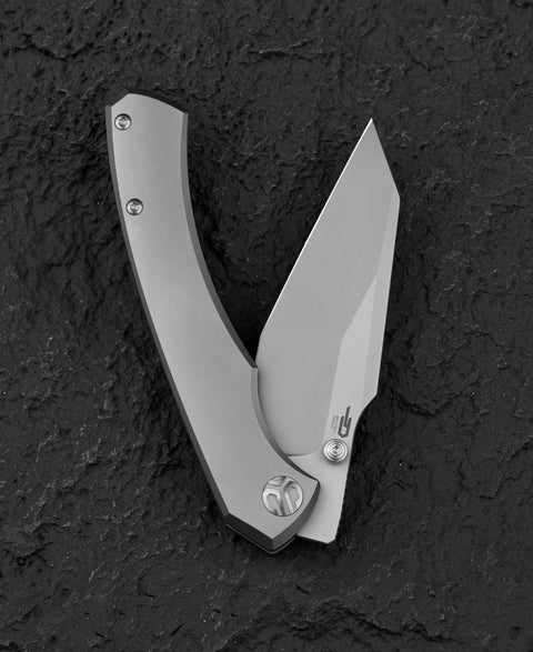 BESTECH CLASTIC BT2407C: 3.62" M-cut Blade Titanium Handle