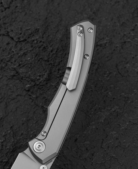 BESTECH CLASTIC BT2407C: 3.62" M-cut Blade Titanium Handle