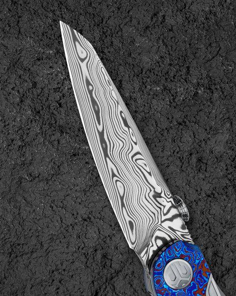 BESTECH PRYDWEN BT2409E 3.68" Damasteel Blade Titanium Handle