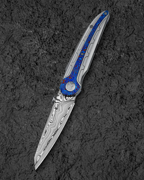 BESTECH PRYDWEN BT2409E 3.68" Damasteel Blade Titanium Handle