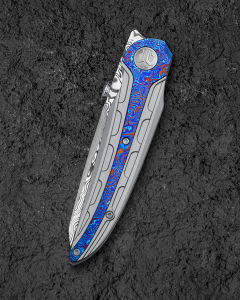 BESTECH PRYDWEN BT2409E 3.68" Damasteel Blade Titanium Handle