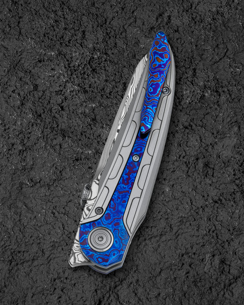 BESTECH PRYDWEN BT2409E 3.68" Damasteel Blade Titanium Handle
