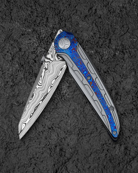 BESTECH PRYDWEN BT2409E 3.68" Damasteel Blade Titanium Handle
