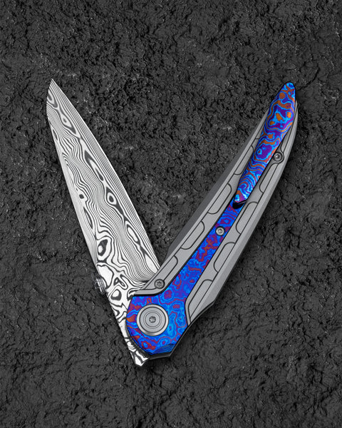 BESTECH PRYDWEN BT2409E 3.68" Damasteel Blade Titanium Handle