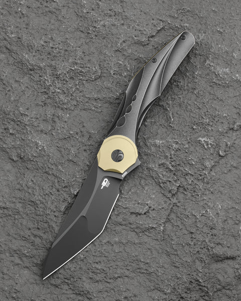 BESTECH EXCENTRIC BT2412B 3.882" M390 Blade Titanium Handle