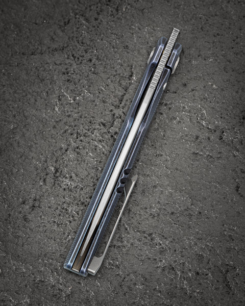 BESTECH TAIPAN BT2503D-L Titanium Handle: 3.73" Hollow Grinds MC Blade Frame Lock (Left-Hand Version)