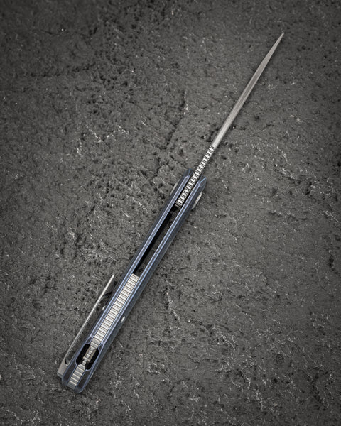 BESTECH TAIPAN BT2503D-L Titanium Handle: 3.73" Hollow Grinds MC Blade Frame Lock (Left-Hand Version)