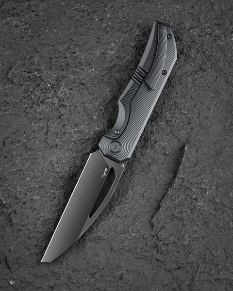 BESTECH TAIPAN BT2503E Titanium Handle: 3.73" Hollow Grinds MC Blade Frame Lock