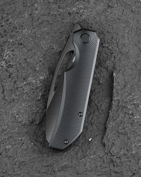 BESTECH TAIPAN BT2503E Titanium Handle: 3.73" Hollow Grinds MC Blade Frame Lock