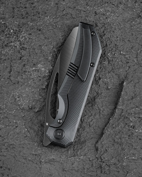 BESTECH TAIPAN BT2503E Titanium Handle: 3.73" Hollow Grinds MC Blade Frame Lock