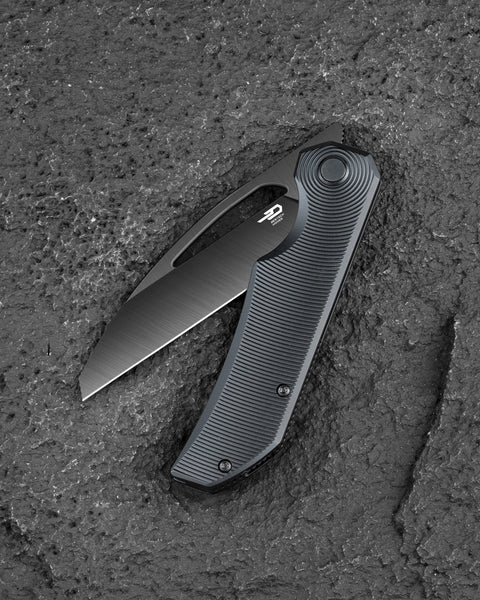 BESTECH TAIPAN BT2503E Titanium Handle: 3.73" Hollow Grinds MC Blade Frame Lock
