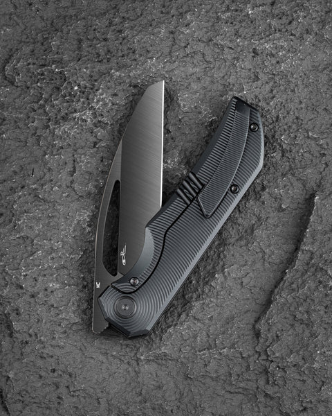 BESTECH TAIPAN BT2503E Titanium Handle: 3.73" Hollow Grinds MC Blade Frame Lock