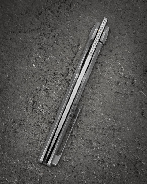 BESTECH TAIPAN BT2503F-L Titanium Handle: 3.73" Hollow Grinds MC Blade Frame Lock (Left-Hand Version)