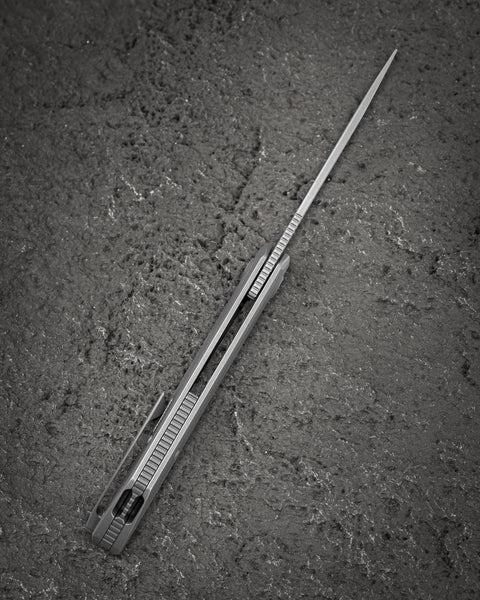 BESTECH TAIPAN BT2503F-L Titanium Handle: 3.73" Hollow Grinds MC Blade Frame Lock (Left-Hand Version)