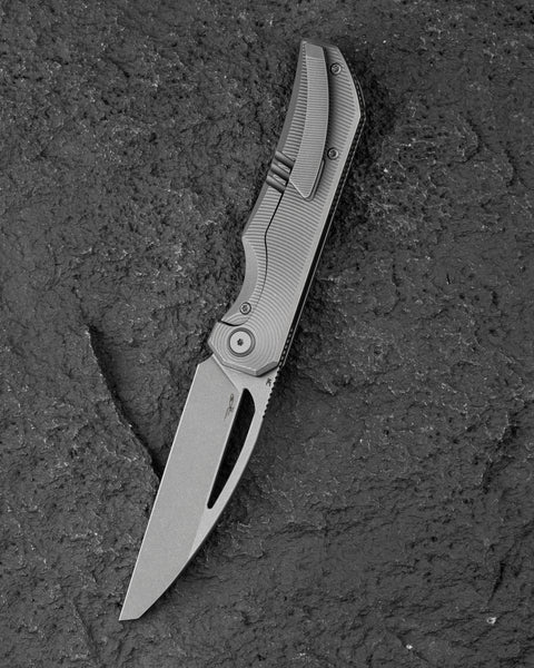 BESTECH TAIPAN BT2503F Titanium Handle: 3.73" Hollow Grinds MC Blade Frame Lock