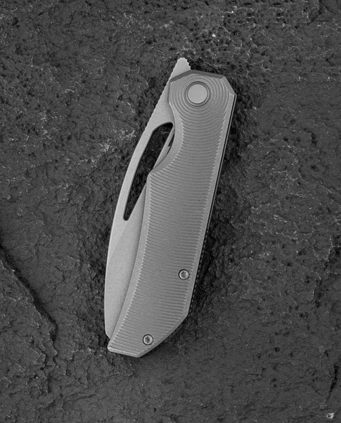 BESTECH TAIPAN BT2503F Titanium Handle: 3.73" Hollow Grinds MC Blade Frame Lock