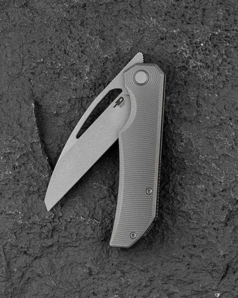 BESTECH TAIPAN BT2503F Titanium Handle: 3.73" Hollow Grinds MC Blade Frame Lock