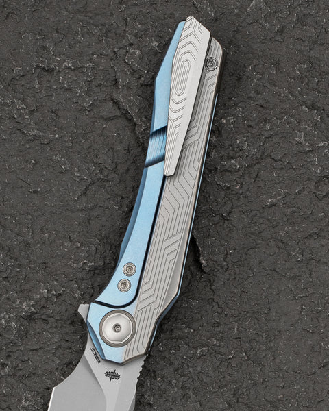 BESTECH WET NELLIE BT2505A Titanium Handle: 3.53" MagnaCut Blade Button Frame Lock