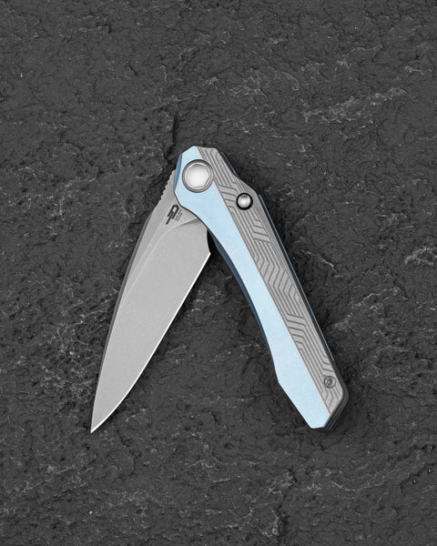 BESTECH WET NELLIE BT2505A Titanium Handle: 3.53" MagnaCut Blade Button Frame Lock