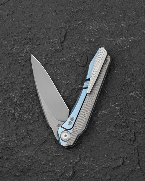 BESTECH WET NELLIE BT2505A Titanium Handle: 3.53" MagnaCut Blade Button Frame Lock