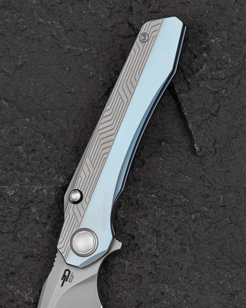 BESTECH WET NELLIE BT2505A Titanium Handle: 3.53" MagnaCut Blade Button Frame Lock