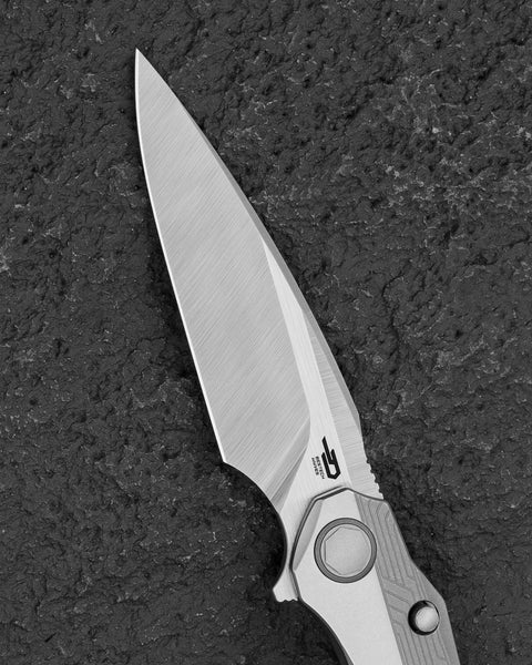 BESTECH WET NELLIE BT2505B Titanium Handle: 3.53" MagnaCut Blade Button Frame Lock
