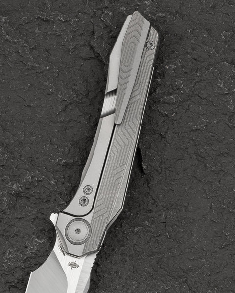 BESTECH WET NELLIE BT2505B Titanium Handle: 3.53" MagnaCut Blade Button Frame Lock