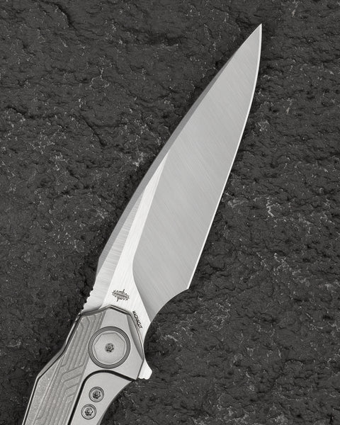 BESTECH WET NELLIE BT2505B Titanium Handle: 3.53" MagnaCut Blade Button Frame Lock