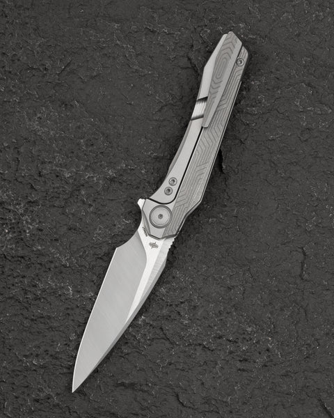 BESTECH WET NELLIE BT2505B Titanium Handle: 3.53" MagnaCut Blade Button Frame Lock