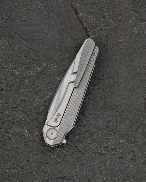 BESTECH WET NELLIE BT2505B Titanium Handle: 3.53" MagnaCut Blade Button Frame Lock