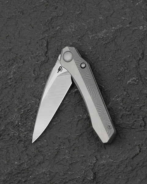 BESTECH WET NELLIE BT2505B Titanium Handle: 3.53" MagnaCut Blade Button Frame Lock