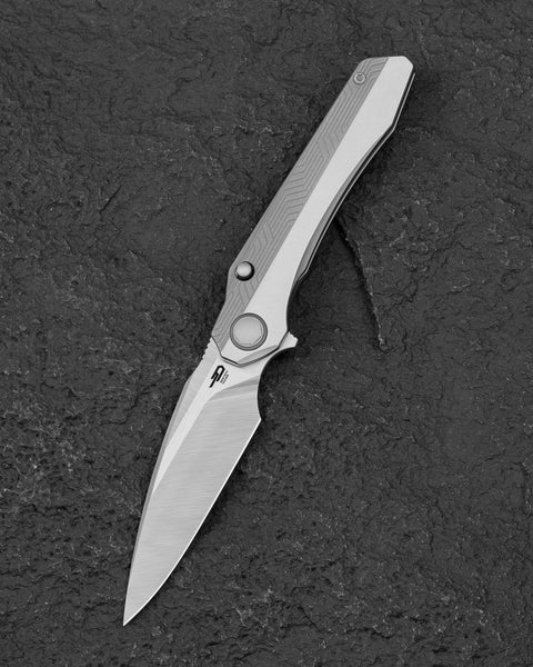 BESTECH WET NELLIE BT2505B Titanium Handle: 3.53" MagnaCut Blade Button Frame Lock