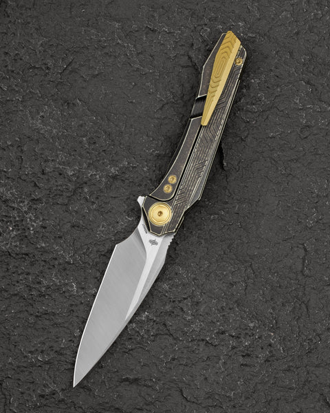 BESTECH WET NELLIE BT2505C Titanium Handle: 3.53" MagnaCut Blade Button Frame Lock