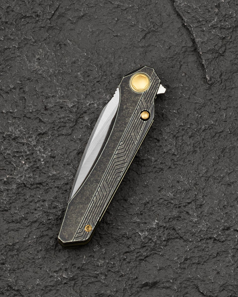 BESTECH WET NELLIE BT2505C Titanium Handle: 3.53" MagnaCut Blade Button Frame Lock