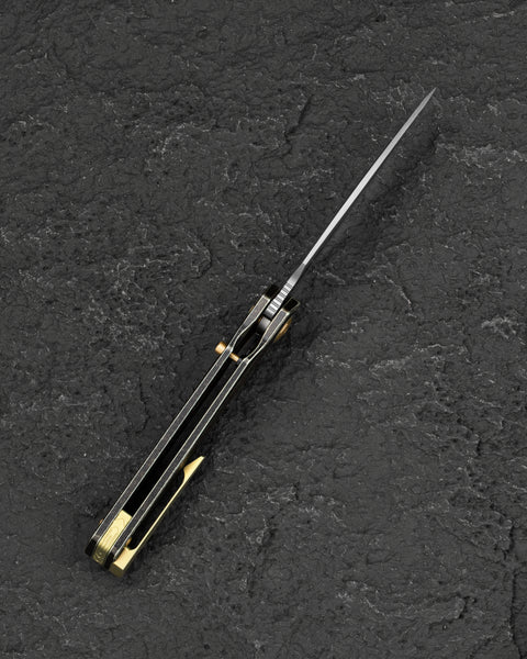 BESTECH WET NELLIE BT2505C Titanium Handle: 3.53" MagnaCut Blade Button Frame Lock
