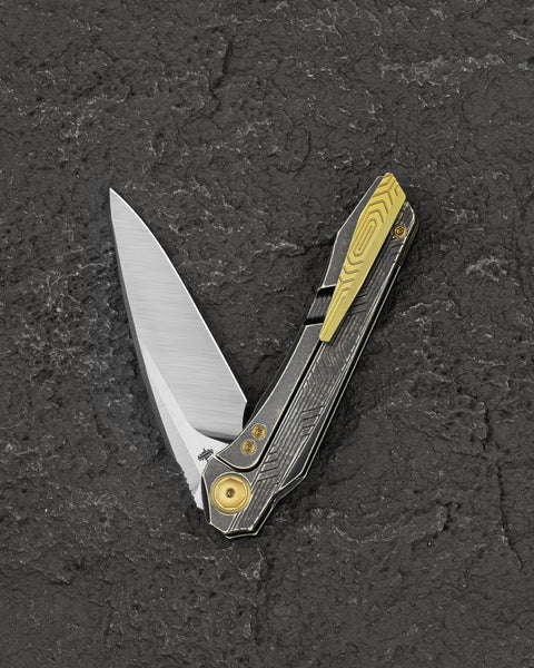 BESTECH WET NELLIE BT2505C Titanium Handle: 3.53" MagnaCut Blade Button Frame Lock