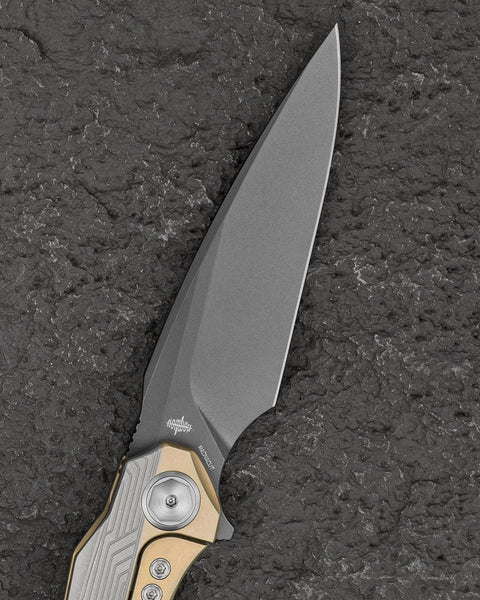 BESTECH WET NELLIE BT2505D Titanium Handle: 3.53" MagnaCut Blade Button Frame Lock